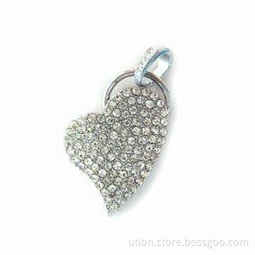 Jewelry USB Flash Drive, Free Sample, Supports USB1.1 and 2.0 Interface and Plug-and-play Function